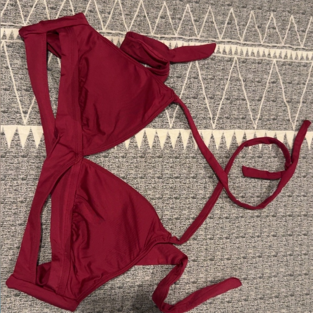 Women's Burgundy Bikini Top